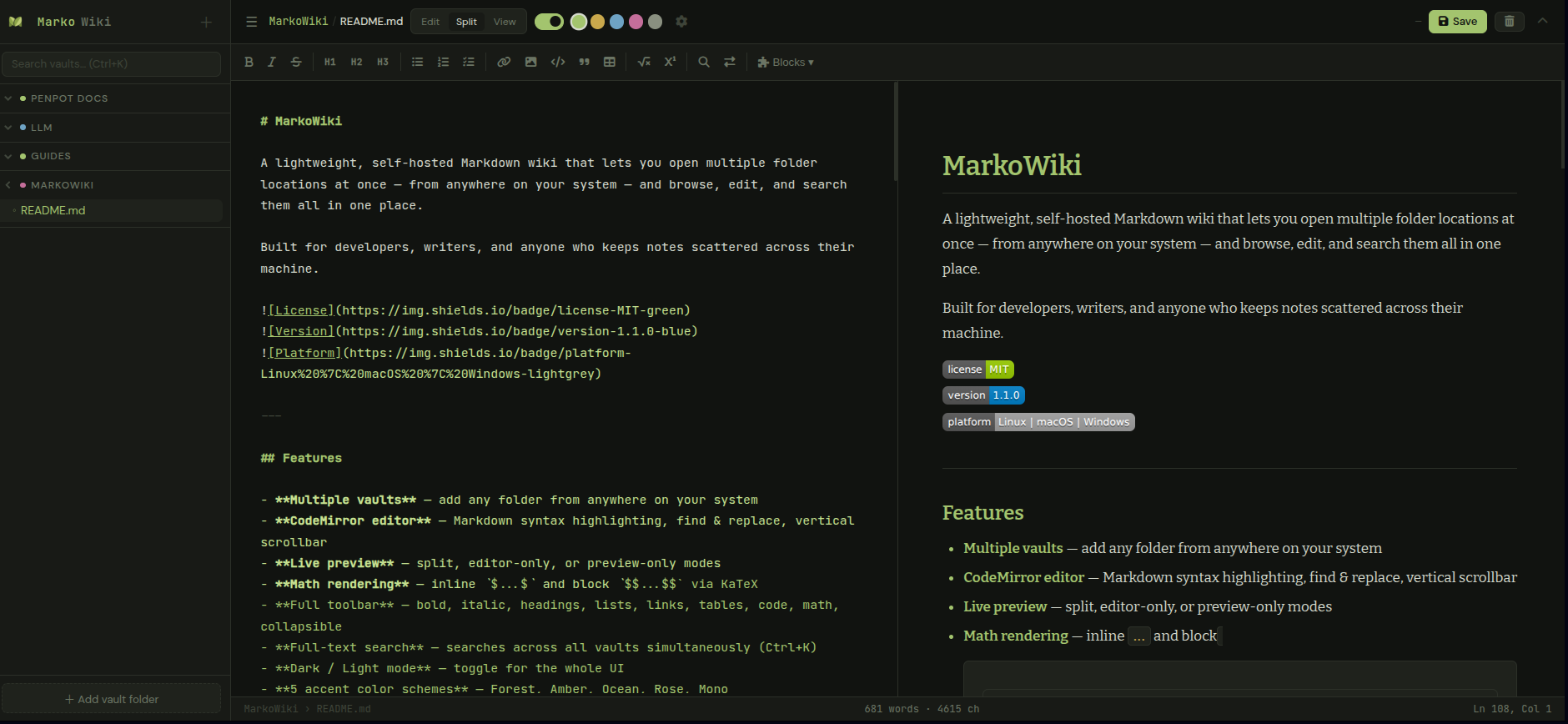 MarkoWiki interface